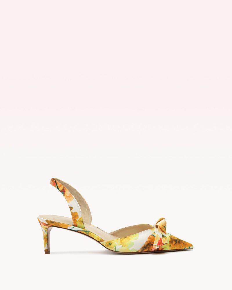 Clarita Slingback 60 Floral Yellow Pumps S/24 35 Yellow Seta Floral