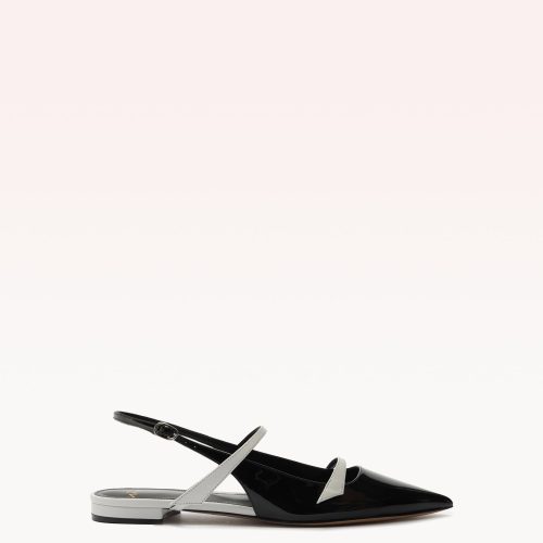 Tita Flat Black & White Flats P/24 35 White Vernice & Nappa Kiss