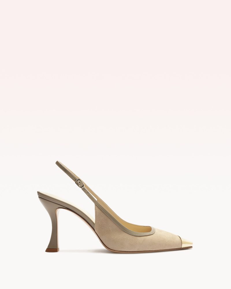 Olivia 85 Semolina Pumps P/24 35 Ginger Suede & Nappa Leather