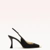 Olivia 85 Black Pumps P/24 35 Black Suede & Nappa Leather