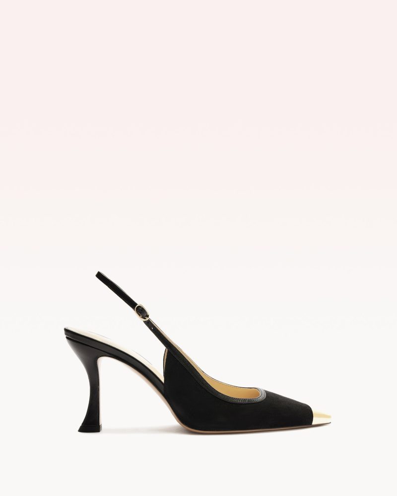 Olivia 85 Black Pumps P/24 35 Black Suede & Nappa Leather