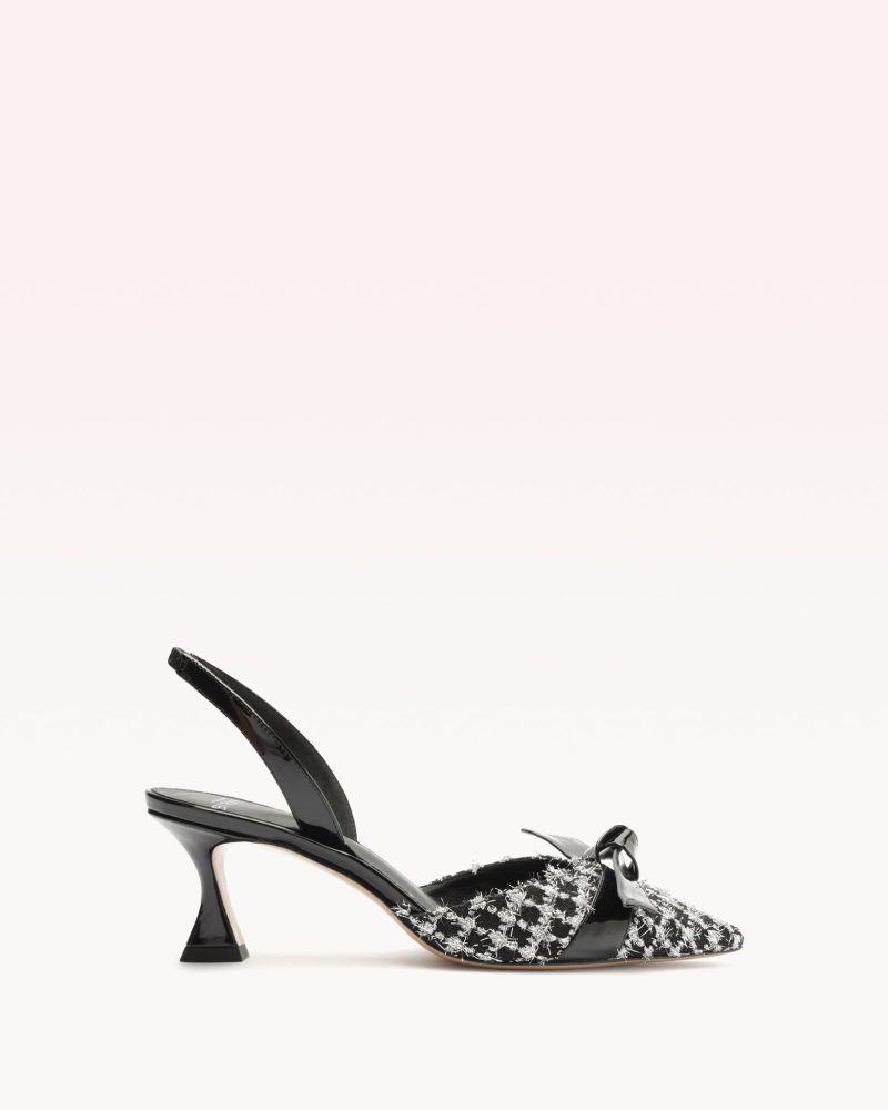 Clarita Bell Slingback 60 Tweed Black Pumps P/24 35 Black Tweed Lurex Noir/New Patent Leather/Nappa Ki