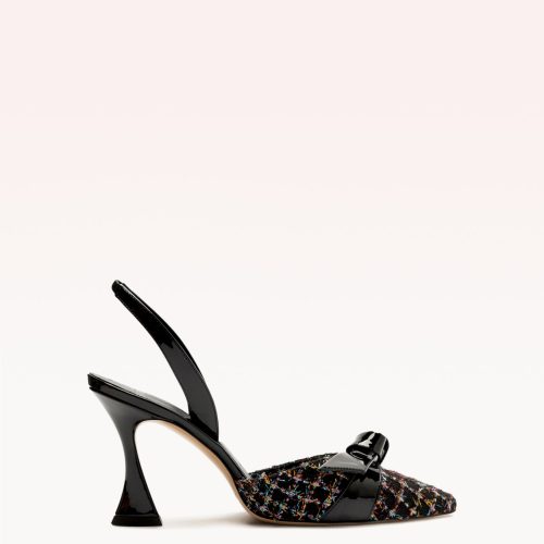 Clarita Bell Slingback 85 Tweed Multicolor Pumps P/24 35 Multicolor & Black Tweed Lurex Noir/New Patent Leather/Nappa Ki