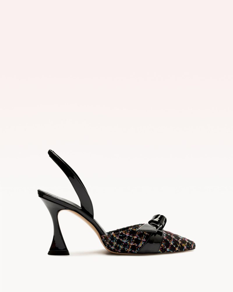 Clarita Bell Slingback 85 Tweed Multicolor Pumps P/24 35 Multicolor & Black Tweed Lurex Noir/New Patent Leather/Nappa Ki