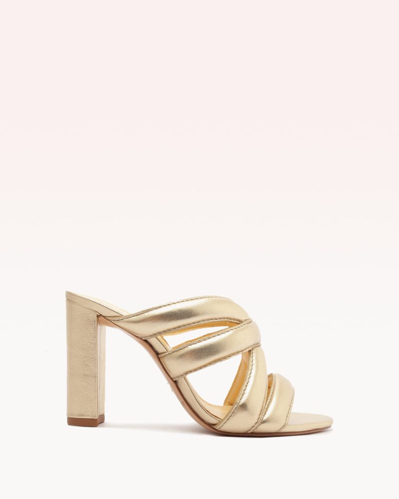 Camille Block 90 Golden Sandals Pre Fall 22 - C3 35 Golden Metallic Leather