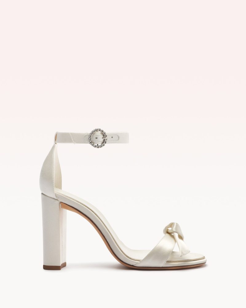 Clarita Bridal Block 90 Satin Bianco Sandals Bridal 35 Bianco Satin Seta Royal