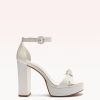 Clarita Platform Bridal 120 Sandals Bridal 35 White & Golden Nappa Leather