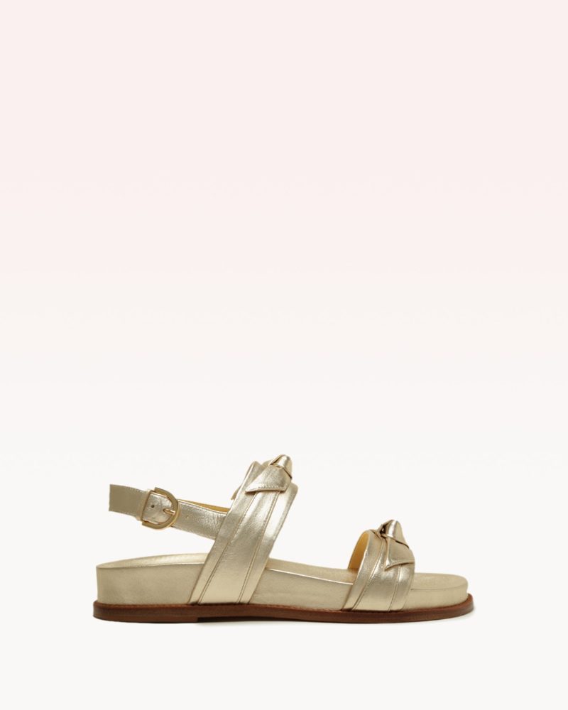 Clarita Sport Sandal Metallic Golden Flats F/23 35 Gold Metallic Leather