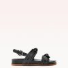 Clarita Sport Sandal Embroidery Black Flats P/24 35 Black Nappa Kiss/Embroidery Leather/Nappa Ki