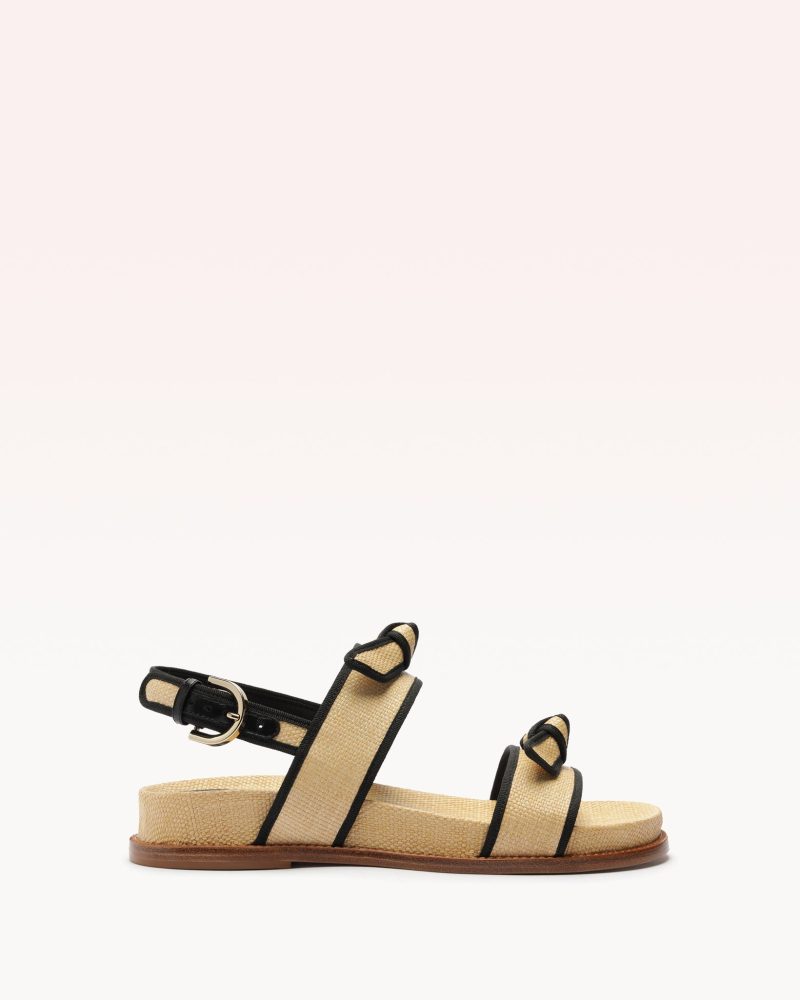 Grosgrain Raffia Sport Sandal Flats R/25 35 Natural Raffia Buriti