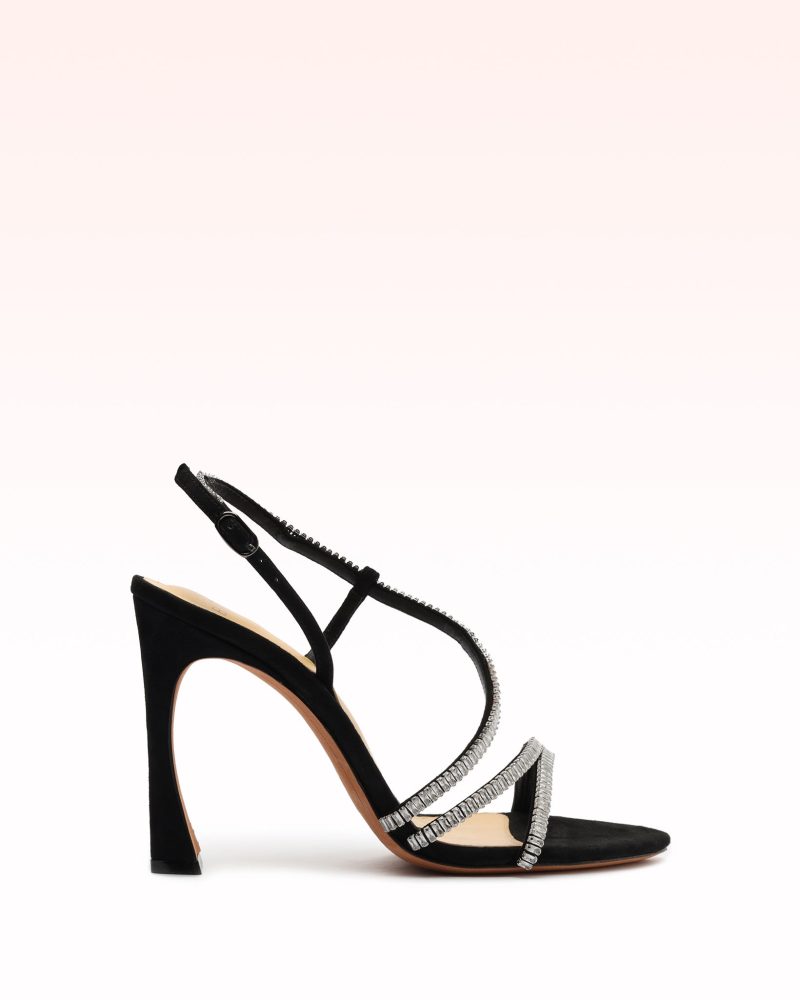 Alana 100 Black & Sparkling Straps Sandals Resort 22 35 Black Suede