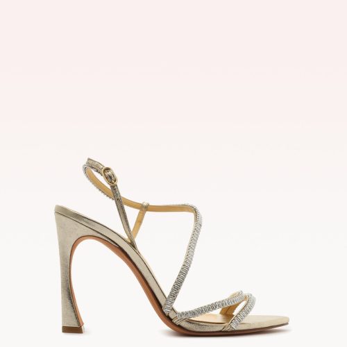 Alana 100 Golden & Sparkling Straps Sandals Resort 22 35 Golden Metallic Leather & Cubic Zirconia