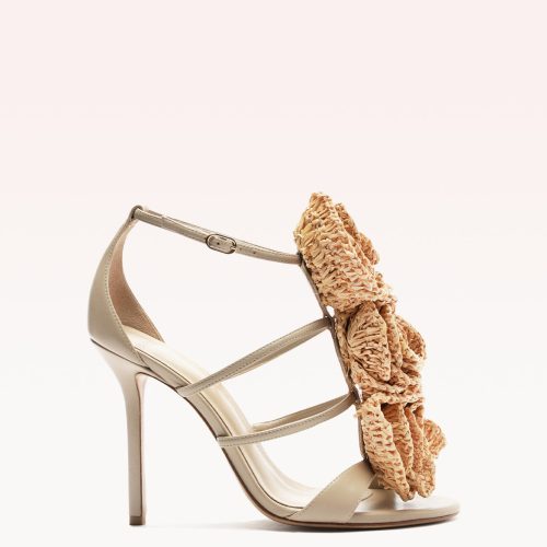 Sadie Flower 100 Raffia Sandals R/25 35 Chalk Raffia & Nappa Kiss