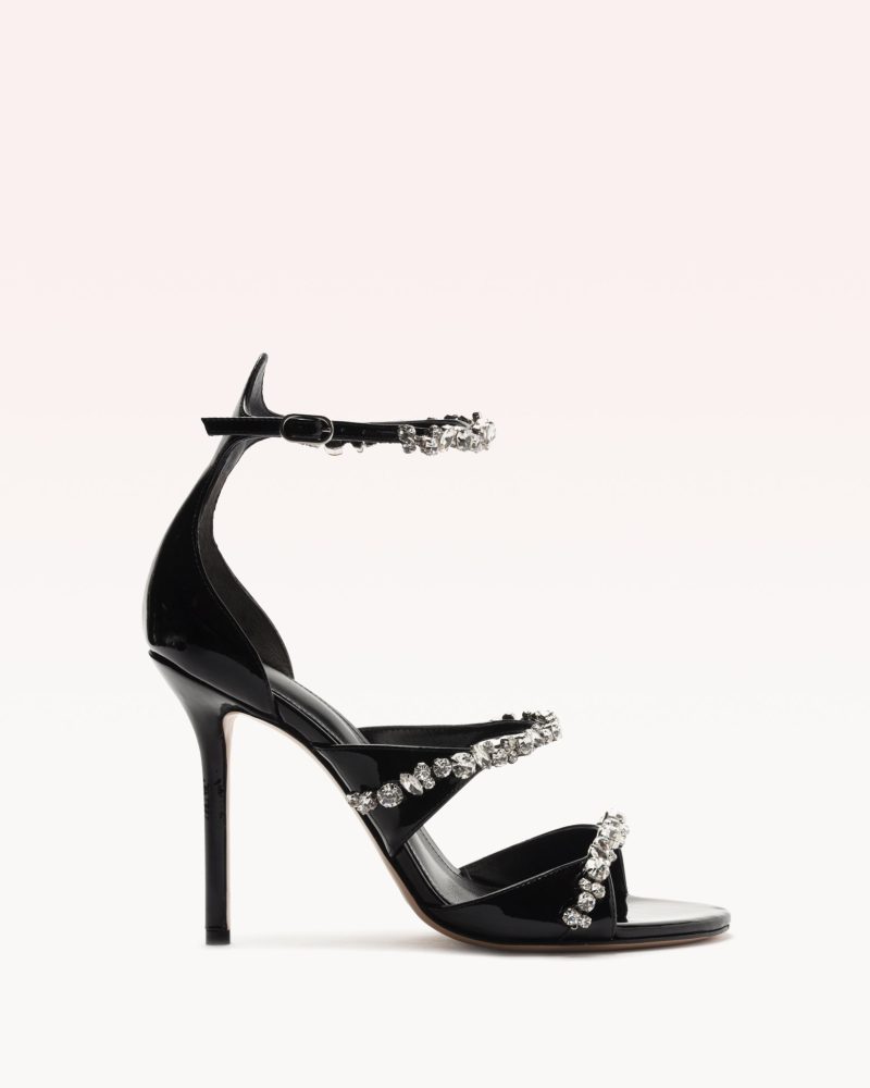 Gianna Crystal 100 Sandals Holiday- R/25 35 Black New Patent/Crystal Leather/Nappa Ki