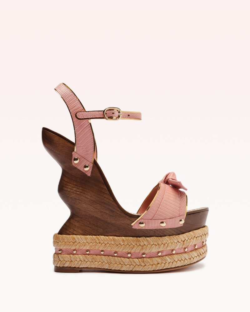 Clarita Wooden Wedge Wild Rose Wedges Sale 35 Wild Rose Embossed Leather