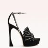 Wilma Platform Suede Black Sandals P/24 35 Black Suede & Kiss Soft Metal