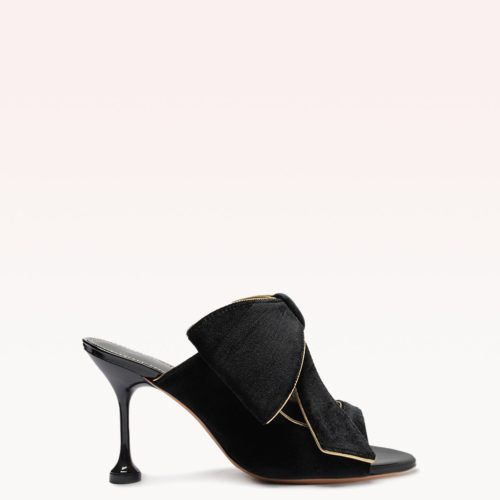 Lupita 85 Velvet Black Sandals F/23 35 Black Velvet & Metallic Nappa