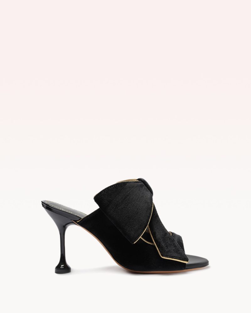 Lupita 85 Velvet Black Sandals F/23 35 Black Velvet & Metallic Nappa