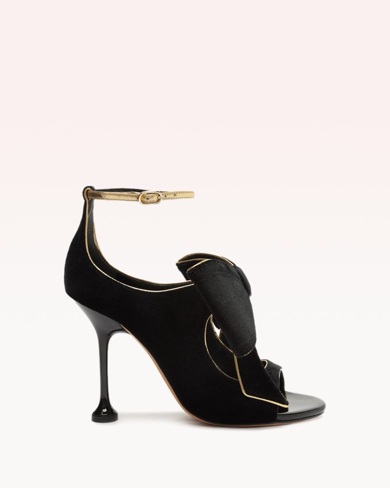 Lupita 100 Velvet Black Sandals F/23 35 Black Velvet & Metallic Nappa