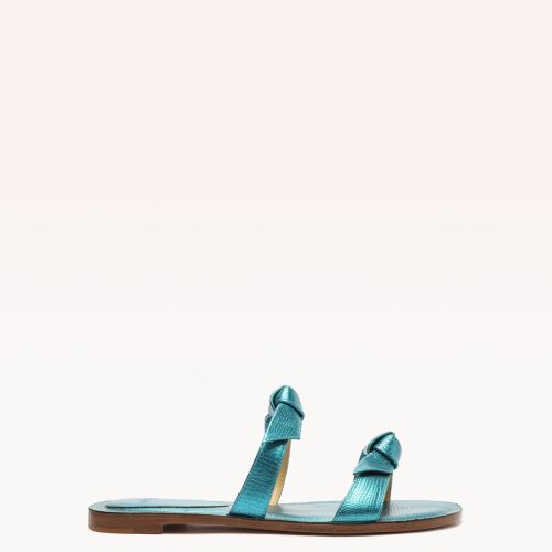 Clarita Flat Slide Acqua Sandals Fall 22 35 Acqua Lizzard Embossed Metallic