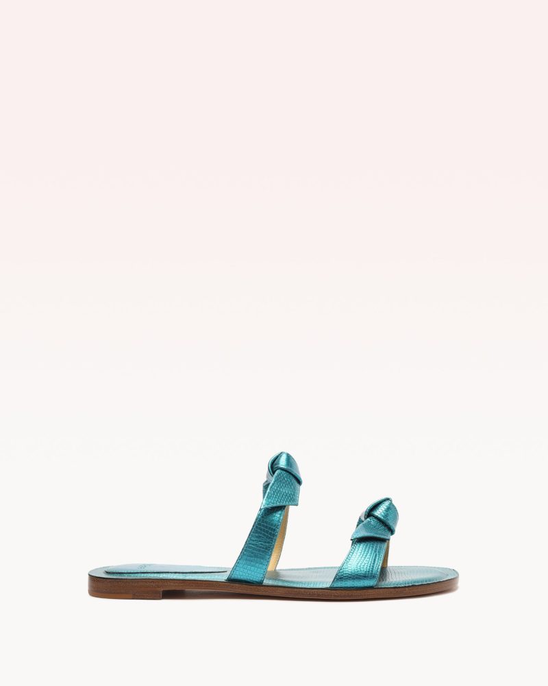 Clarita Flat Slide Acqua Sandals Fall 22 35 Acqua Lizzard Embossed Metallic