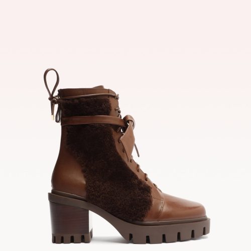 Shearling Clarita Combat Bootie 65 Mousse Boots R/23 35 Mousse Nappa Elegance & Curly Shearling