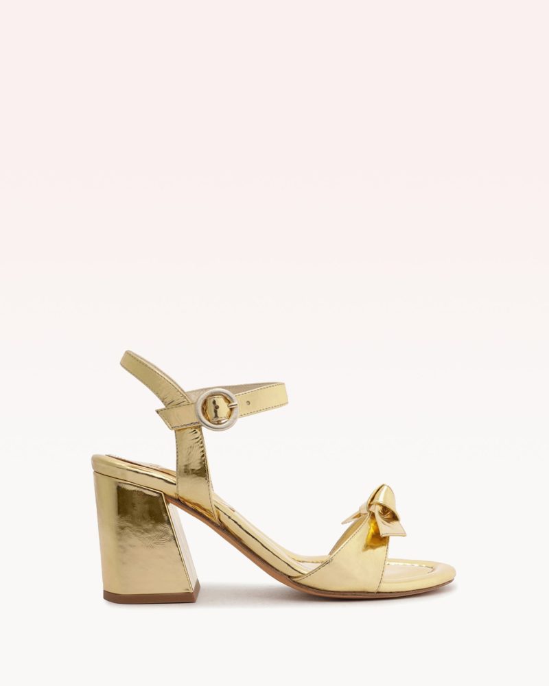 Clarita Flare 75 Metallic Golden Sandals S/23 35 Gold Metallic Leather