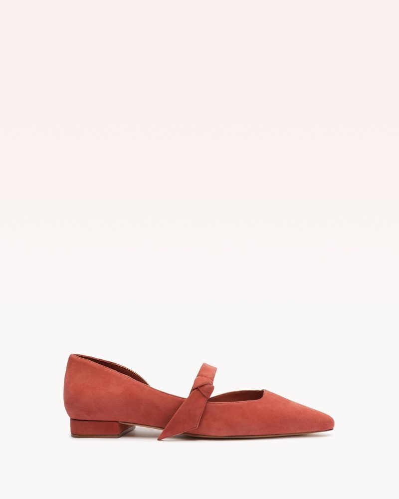 Asymmetric Clarita Mary Jane Orange Flats PRE FALL 23 35 Orange Suede