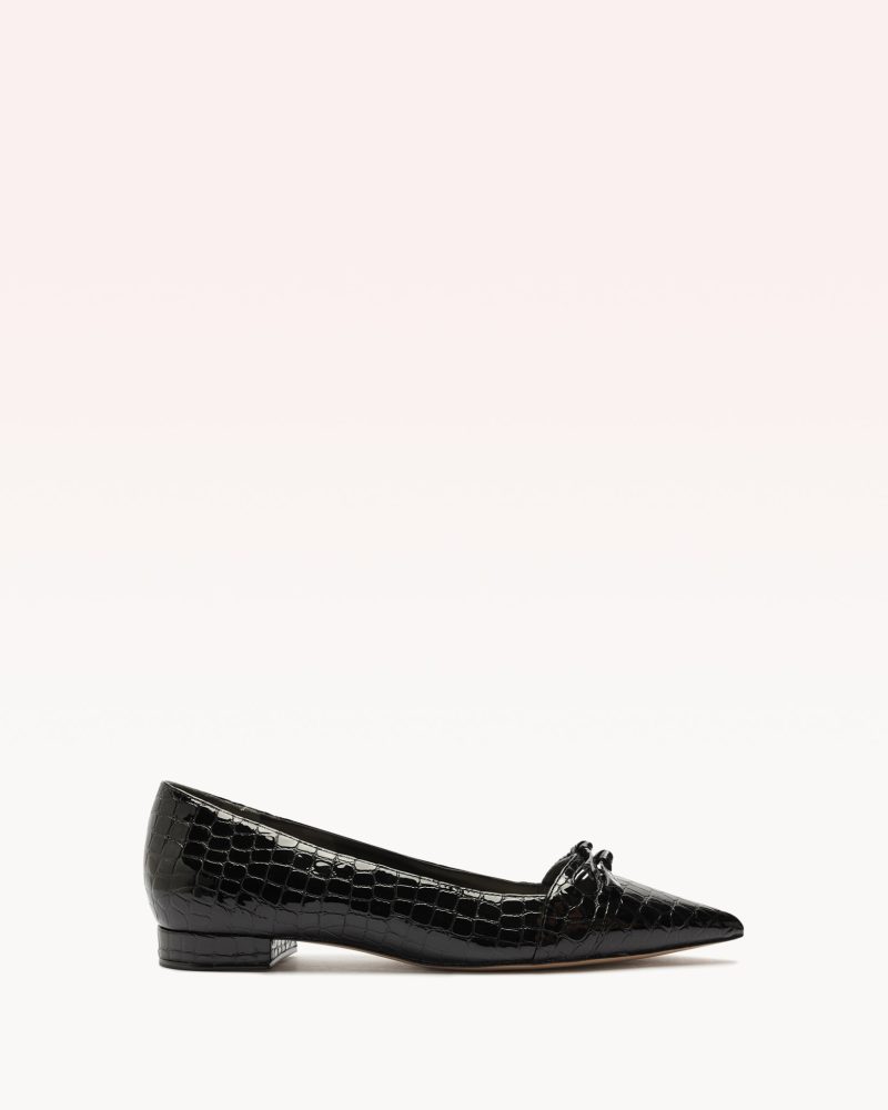 Kate 20 Black Flats P/24 35 Black Crocco Patent Leather/Nappa Ki