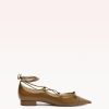 Slim Clarita Lace Up Flat Flats F/24 35 Kelp Nappa Leather