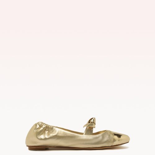 Clarita Ballerina Flat Golden Flats R/24 35 Gold Baby Specchio & Kid Soft Metal