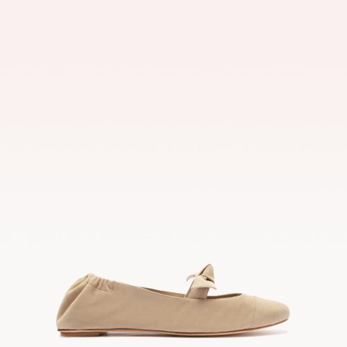 Clarita Ballerina Suede Flat Semolina Sandals R/24 35 Semolina Suede