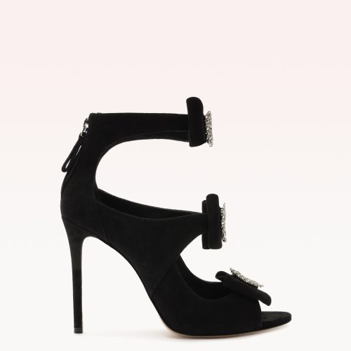 Kylie 100 Suede & Crystal Black Sandals P/24 35 Black Suede/Crystal