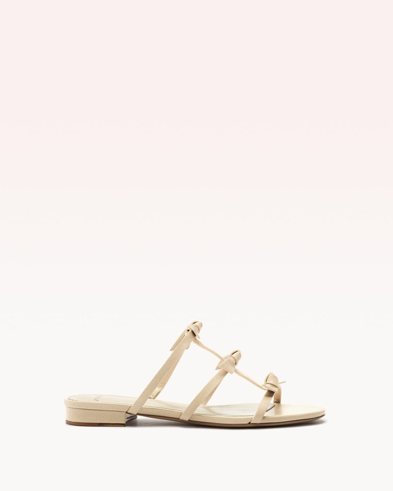 Slim Lolita Slide Chalk Flats Holiday- R/25 35 Chalk Metallic Leather