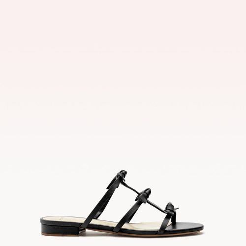 Slim Lolita Slide Black Flats Holiday- R/25 35 Black Leather