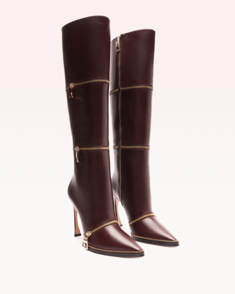 Zoe 85 Boot Boots F/24 35 Dark Plum Nappa Leather