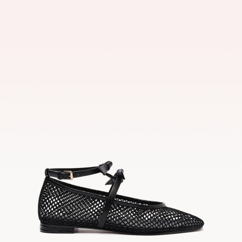 Slim Clarita Ballet Mesh Black Flats S/25 35 Black Nappa Kiss