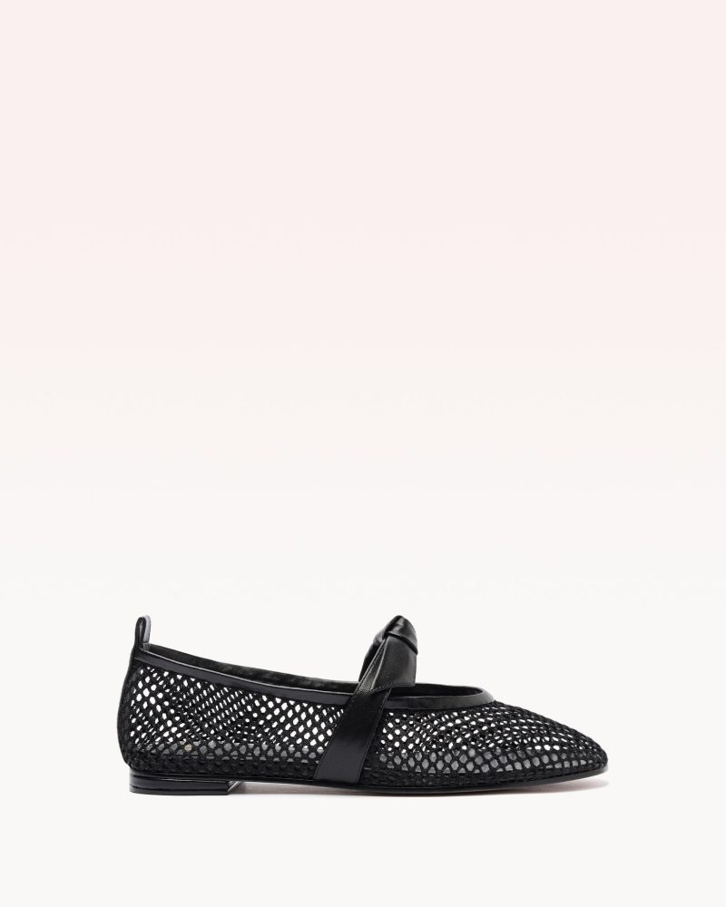 Clarita Ballerina Mesh Black Flats S/25 35 Black Nappa Kiss