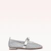 Clarita Ballerina Mesh Silver Flats S/25 35 Silver Leather